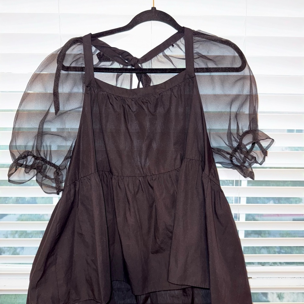 Topshop Babydoll Puff Sleeve Sheer Blouse